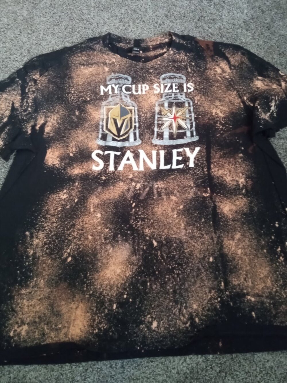 Vegas Golden Knights (VGK) My Cup Size Is Stanley Bleached Tie-Dye T-Shirts